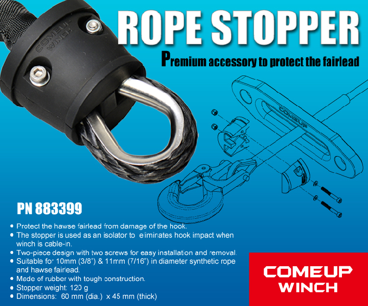 Synthetic Winch Rope Kit: Rope/Hook/Stopper & Hawse Fairlead